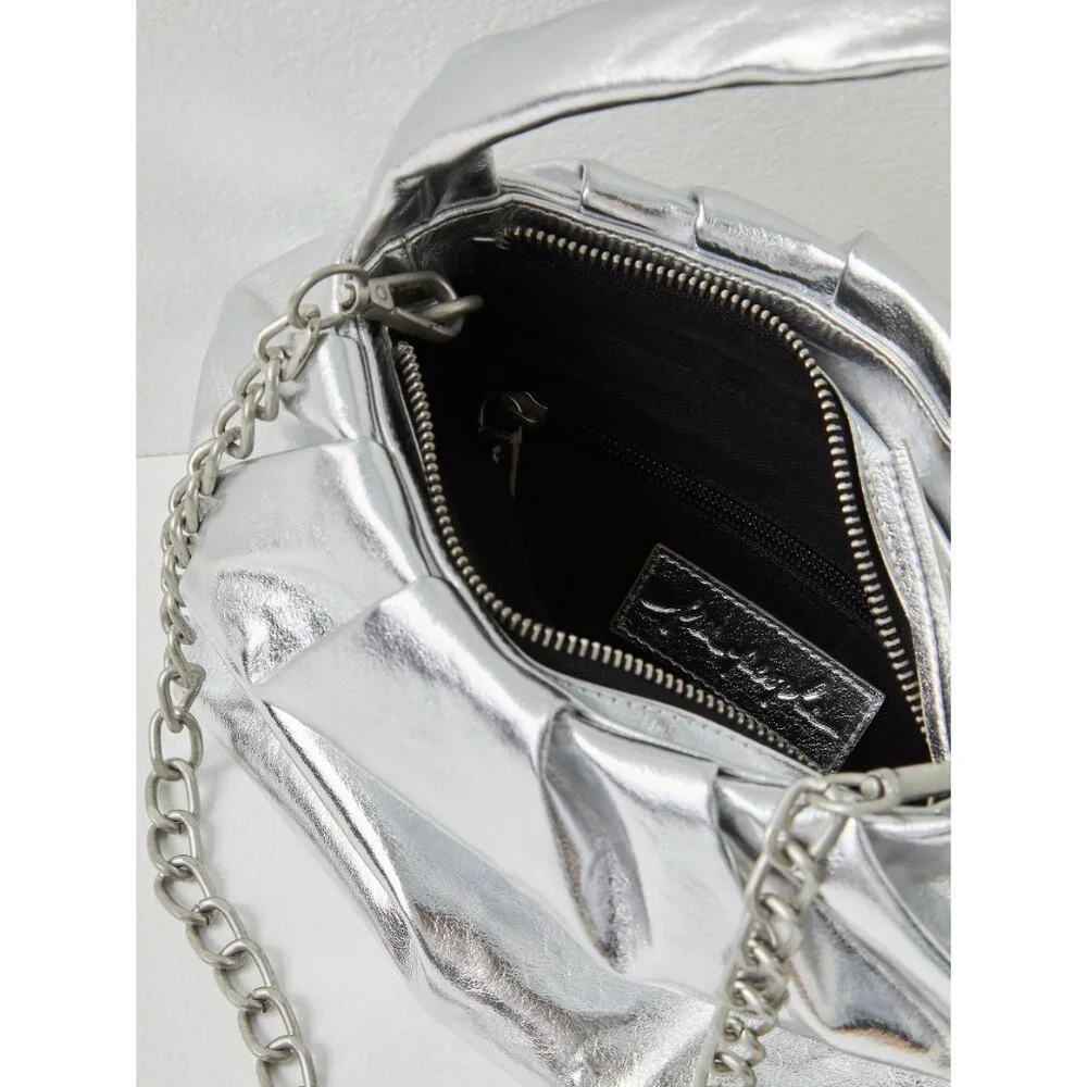 NWT: FREE PEOPLE Viva La Vegan Clutch / Silver - Picture 6 of 10